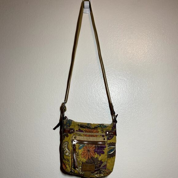 Fossil Crossbody Floral Adjustable Straps Yellow Canvas - Picture 5 of 5